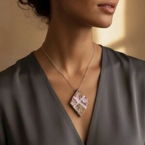 One Of A kind Handcrafted Ceramic Rhombus shape Pendant